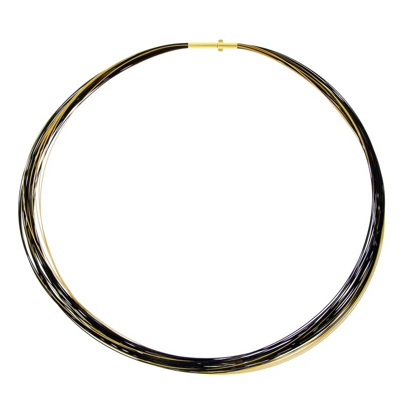 Seil 0,36 mm 33-reihig pure black bicolor gelb 38 cm DCV Edelstahl